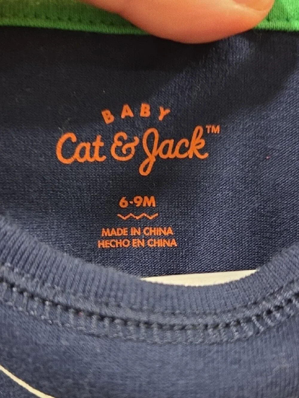 **BUNDLE & SAVE** Cat & Jack Navy Short-Sleeve Romper with Green Tie Graphic